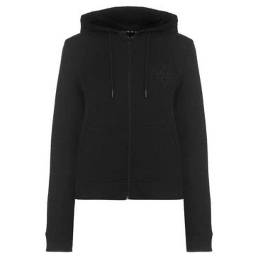 Fabric  Embroidered Zip Hoodie  women's Sweatshirt in Black