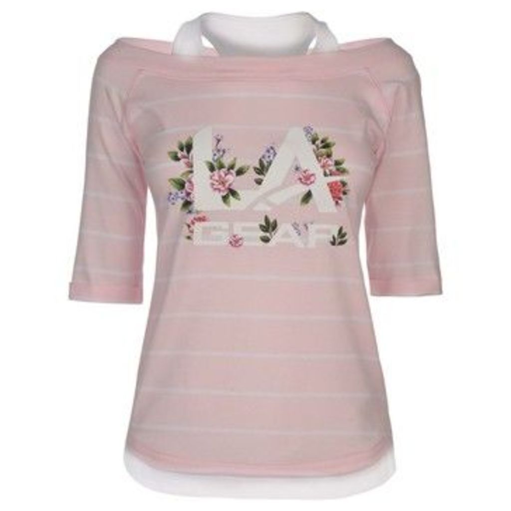 L.A. Gear  Mock Layer T Shirt Ladies  women's T shirt in Pink