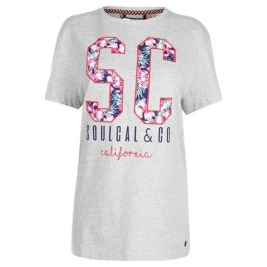 Soulcal  Fashion Logo T Shirt Ladies  women's T shirt in Grey