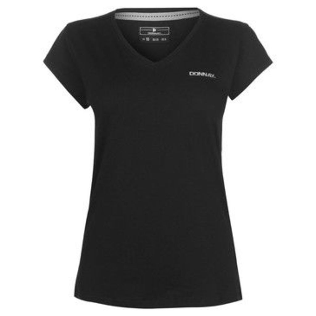 Donnay  V Neck Tee Ladies  women's T shirt in Black