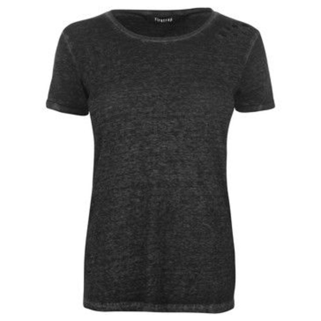 Firetrap  Blackseal Distressed Burnout T Shirt  women's T shirt in Black