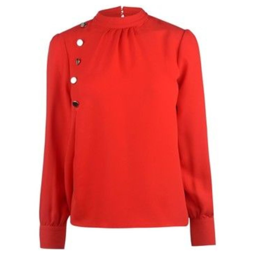 Full Circle  Button Blouse Ladies  women's Blouse in Red
