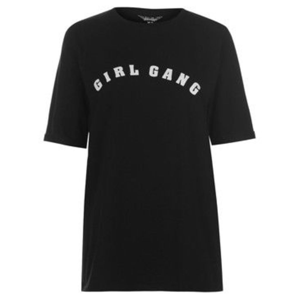 Golddigga  Roll Sleeve T Shirt Ladies  women's T shirt in Black