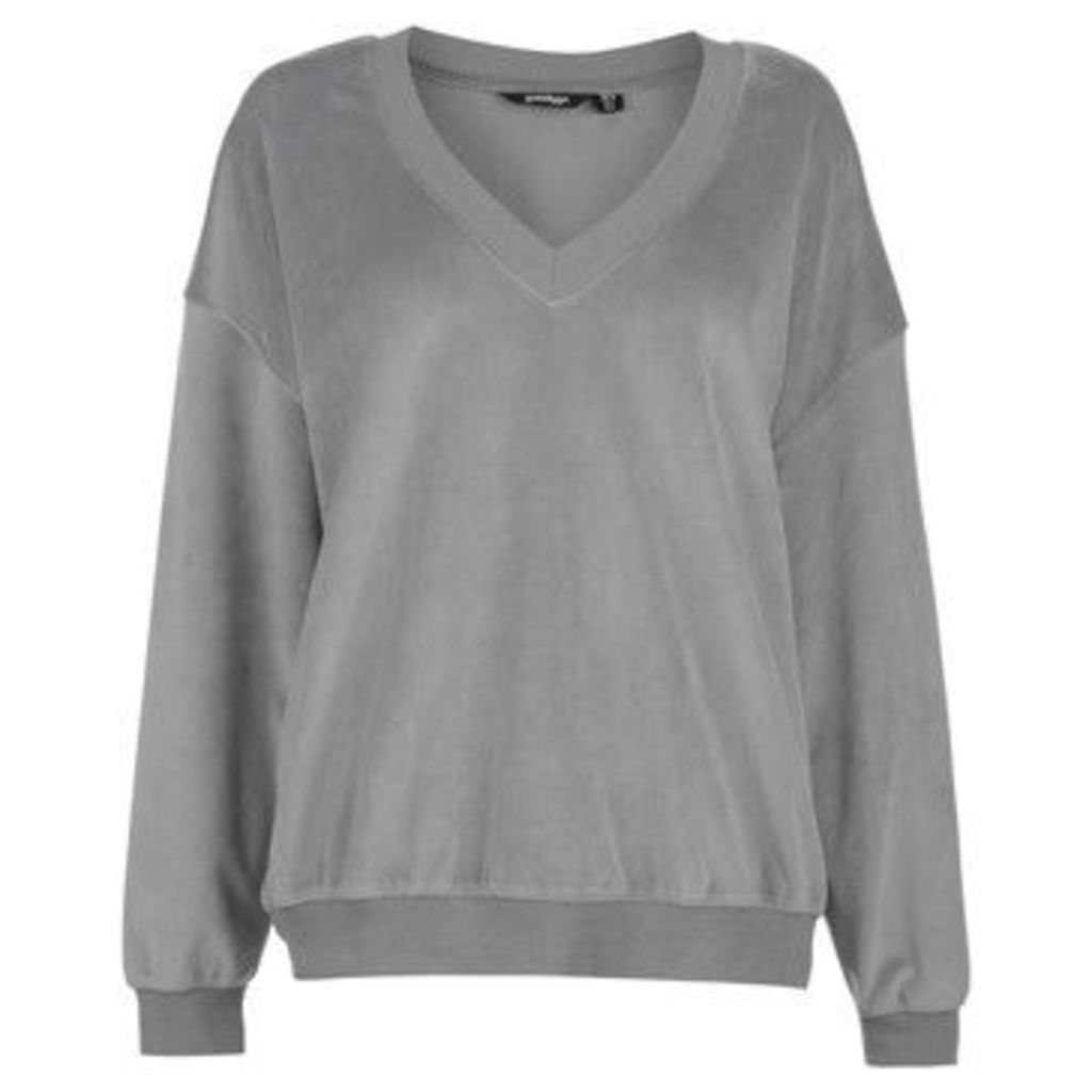 Golddigga  Velour Sweater Ladies  women's Sweater in Grey