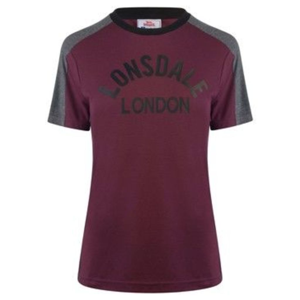 Lonsdale  Long Line Crew T Shirt Ladies  women's T shirt in Red