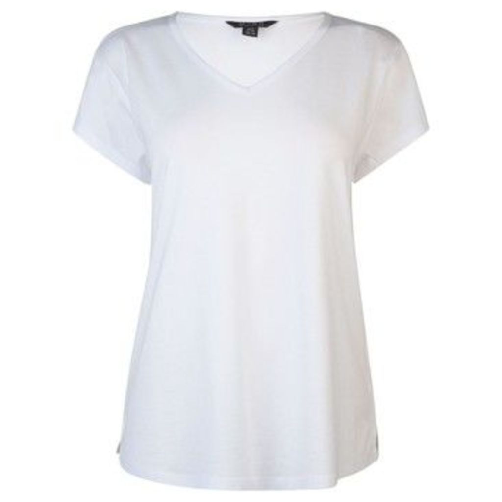 Miso  V Neck T Shirt Ladies  women's T shirt in White