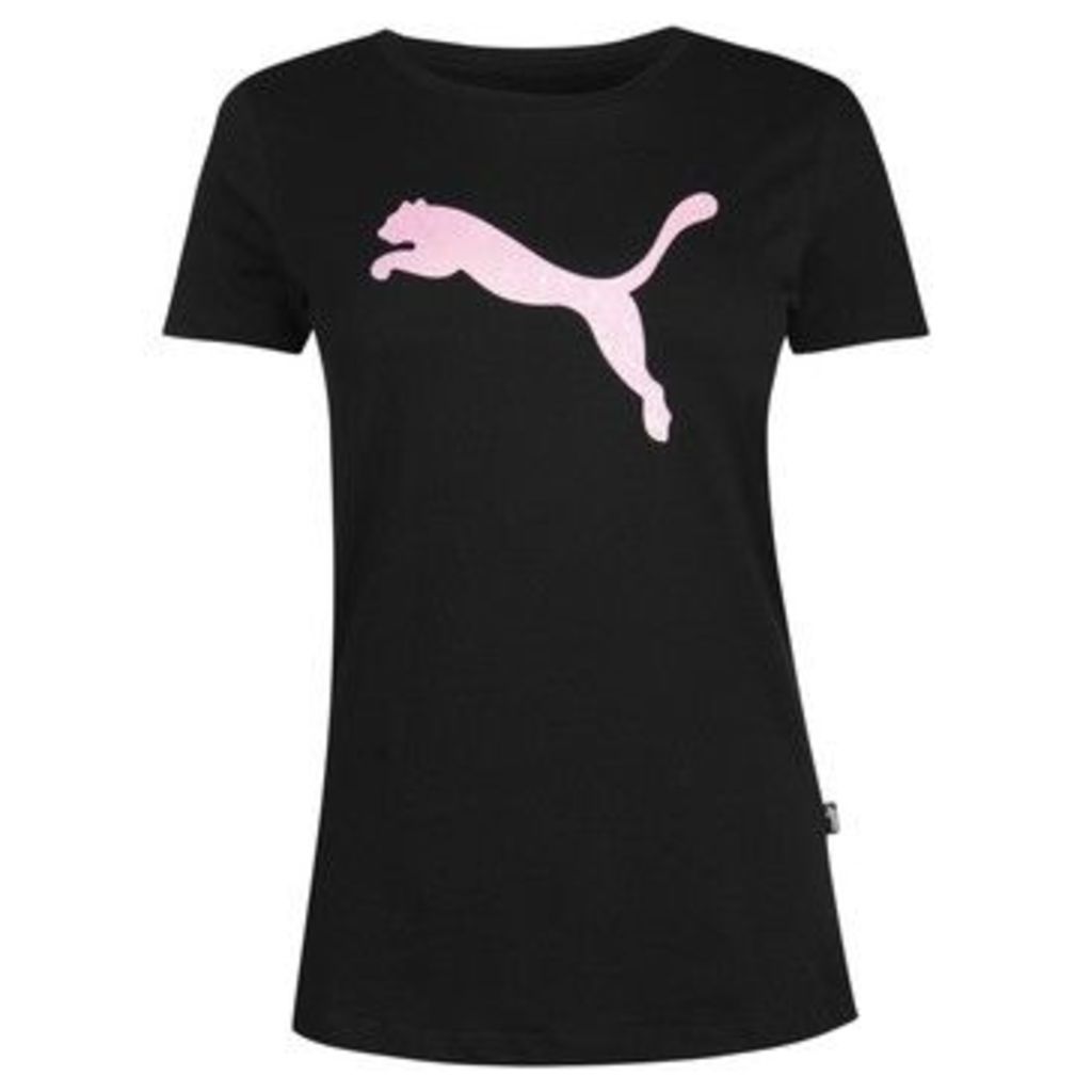 Puma  Big Cat T Shirt Ladies  women's T shirt in Black