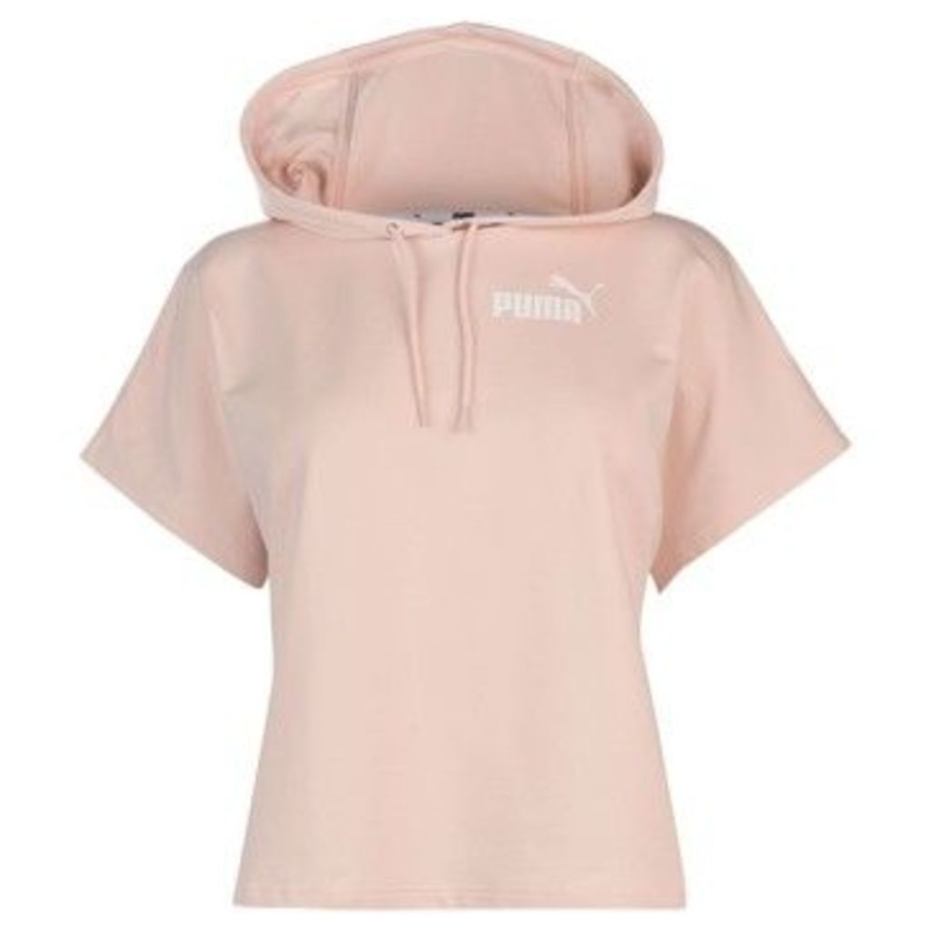 Puma  Short Sleeve Cropped Hoody Ladies  women's Sweatshirt in Pink