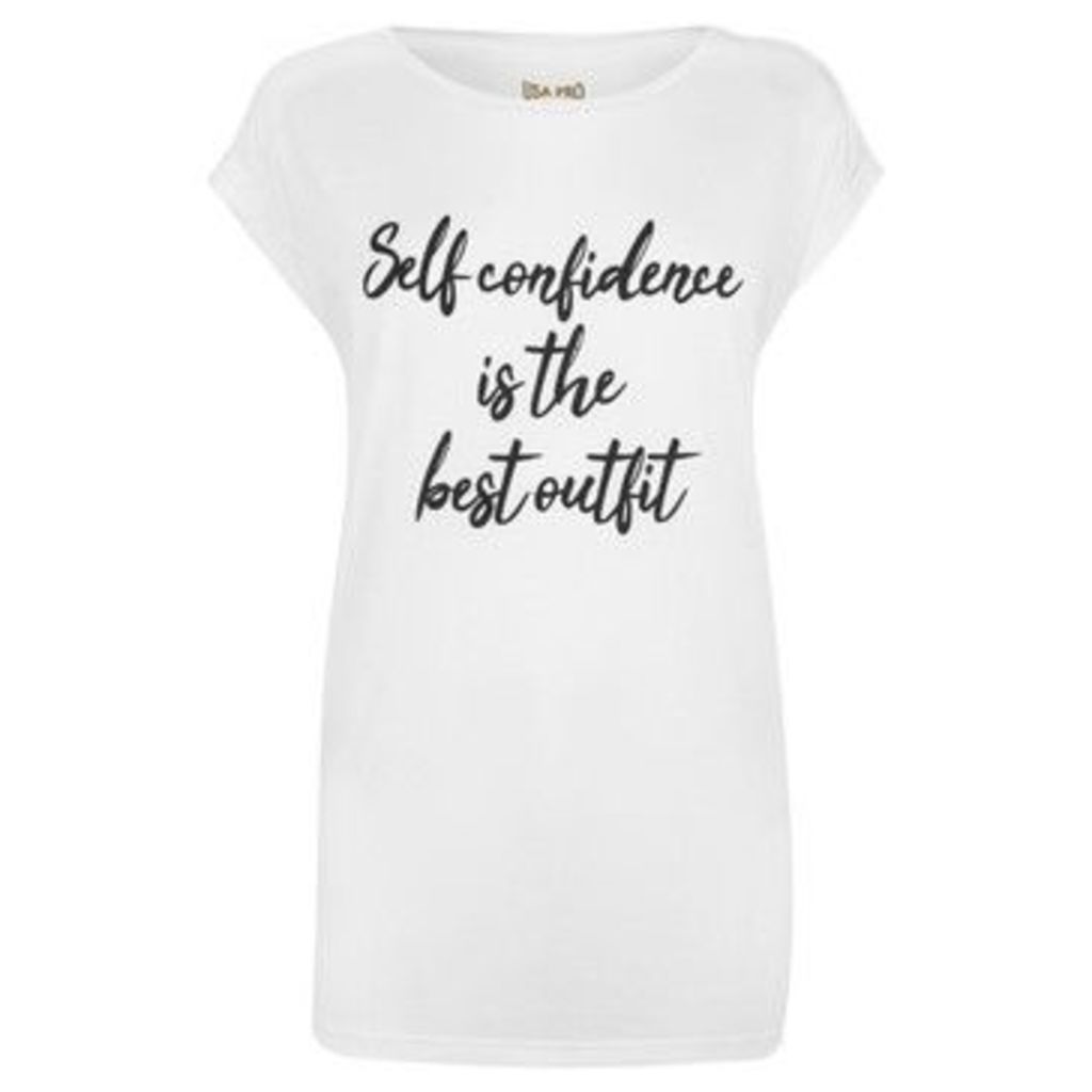 Usa Pro  Confidence Slogan T Shirt Ladies  women's T shirt in White