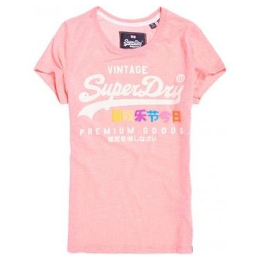 Superdry  Premium Goods Puff Entry Tee Neon Pink  women's T shirt in Pink