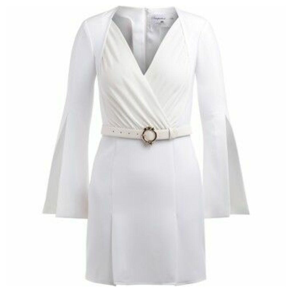 Elisabetta Franchi  V-neck dress in white fabric  women's Dress in White