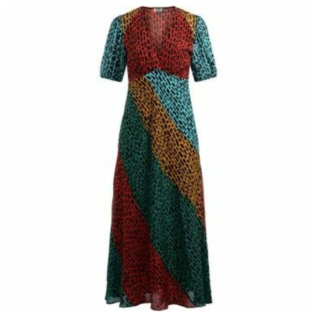 Rixo  long dress model Amber in multicolor giraffe print  women's Long Dress in Other