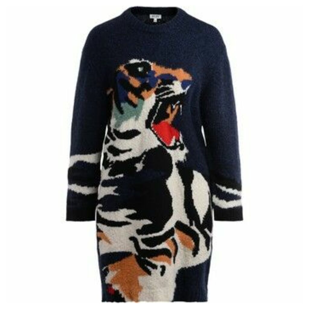 Kenzo  crew neck dress in blue knit with front tiger embroidery  women's Dress in Blue