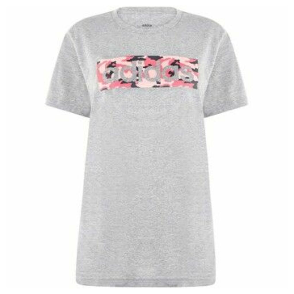adidas  Camo Logo T Shirt Ladies  women's T shirt in Grey