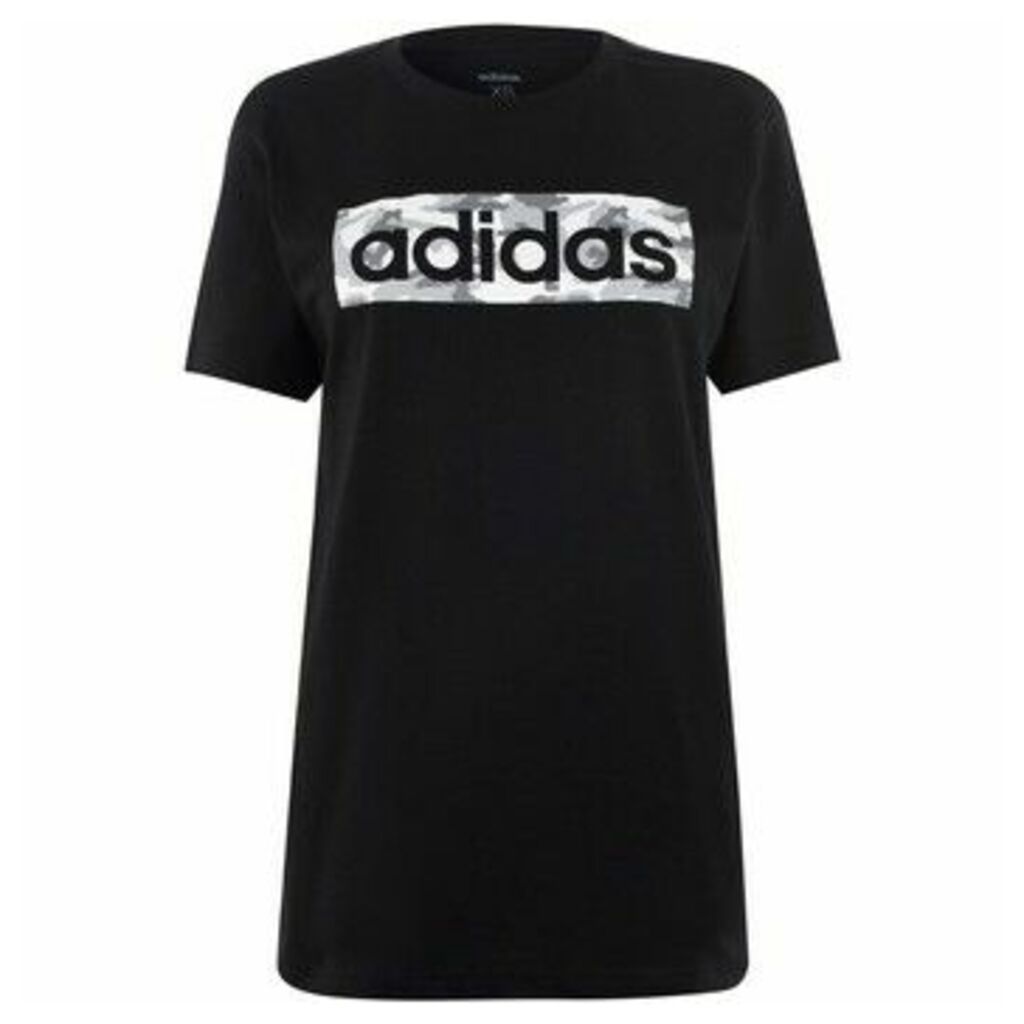 adidas  Camo Logo T Shirt Ladies  women's T shirt in Black