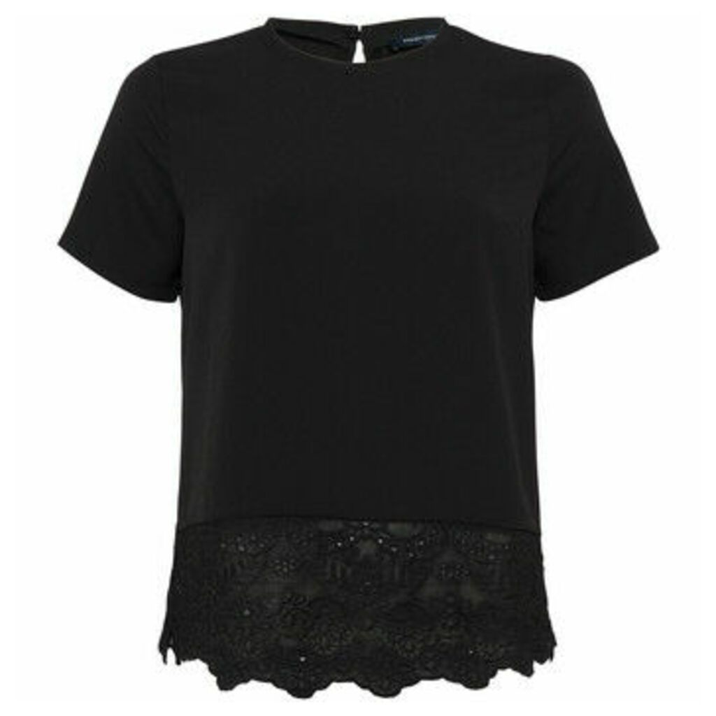 Blouse with floral lace hem  women's Blouse in Black