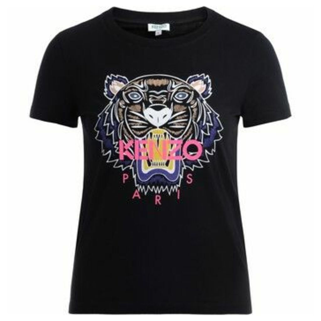 Kenzo  T shirt Tigre realizzata in cotone nero con logo multicolor  women's T shirt in Black