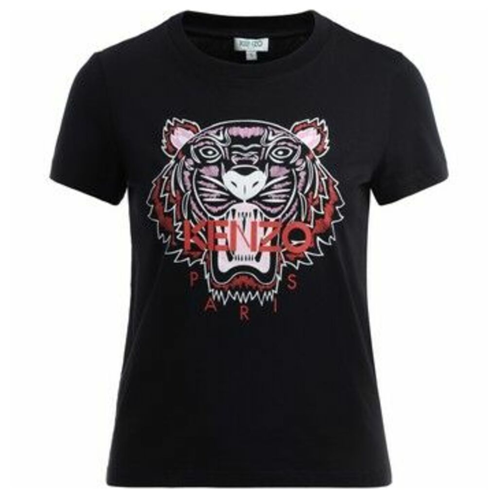 Kenzo  Tigre T shirt in black cotton with colored front logo  women's T shirt in Black