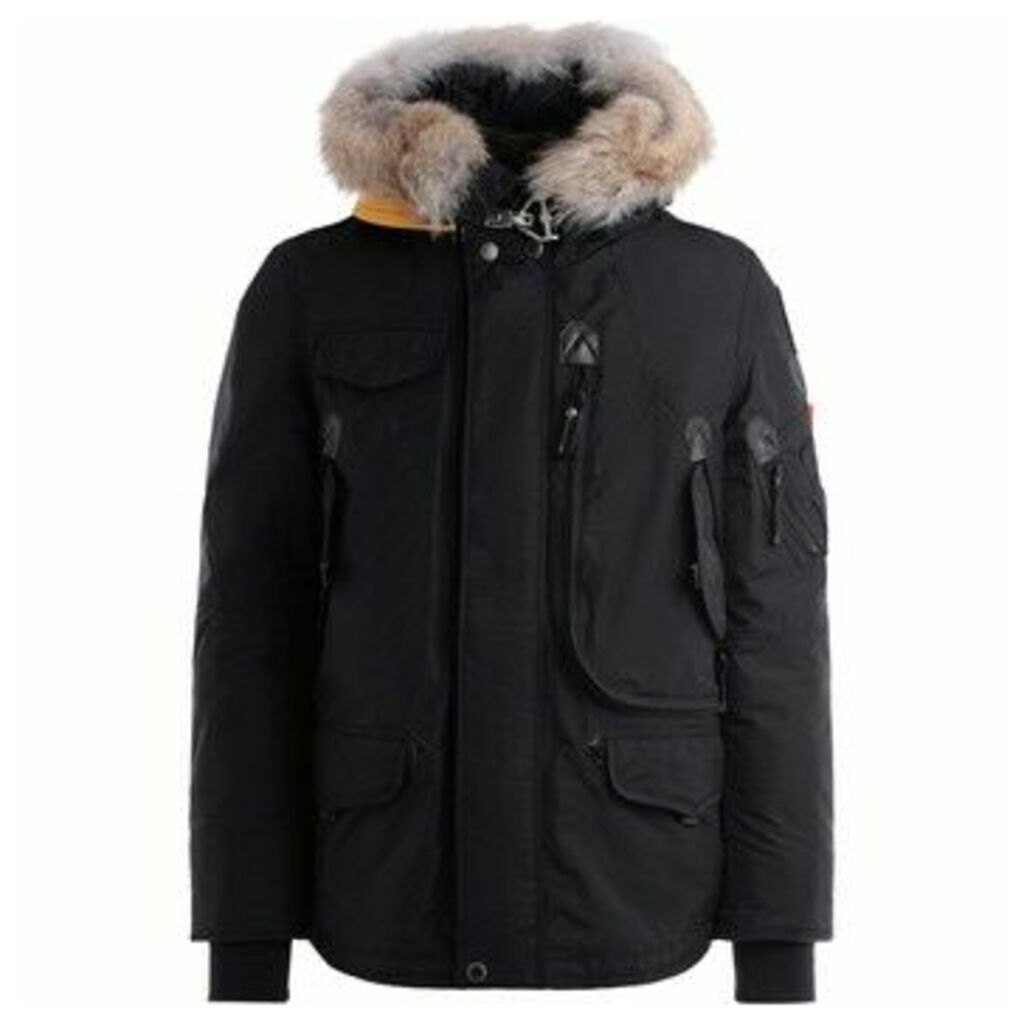 Parajumpers  Right Hand jacket in black oxford nylon with fur-lined hood  women's Parka in Black