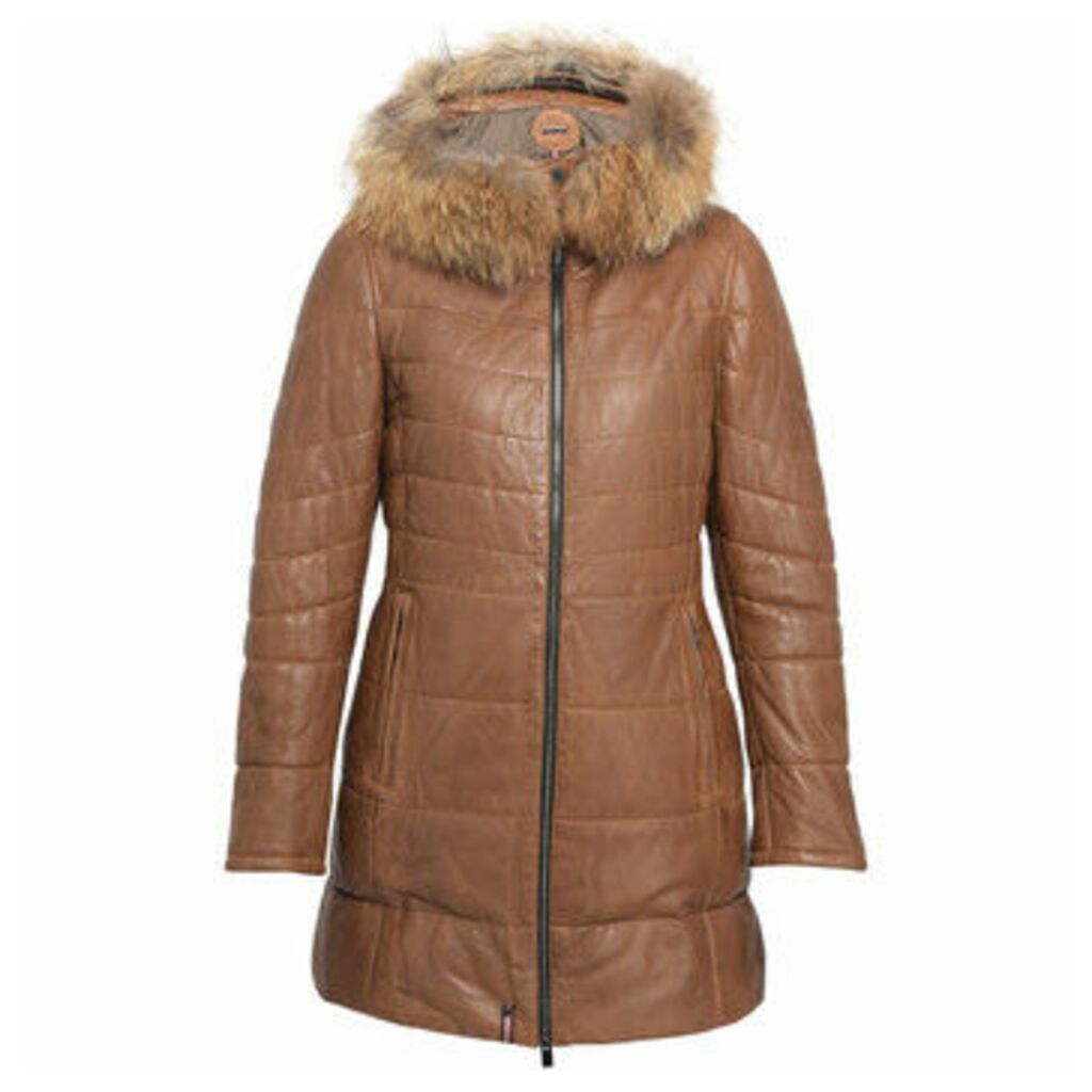 Oakwood  DOLOMITE hooded leather down jacket  women's Coat in Orange
