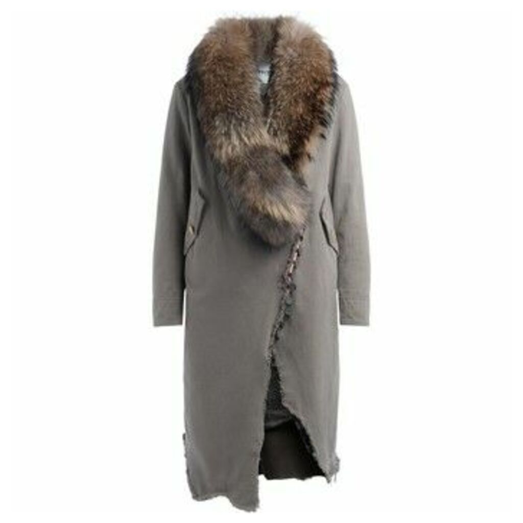 Bazar Deluxe  Taupe Parka with fur collar  women's Parka in Beige