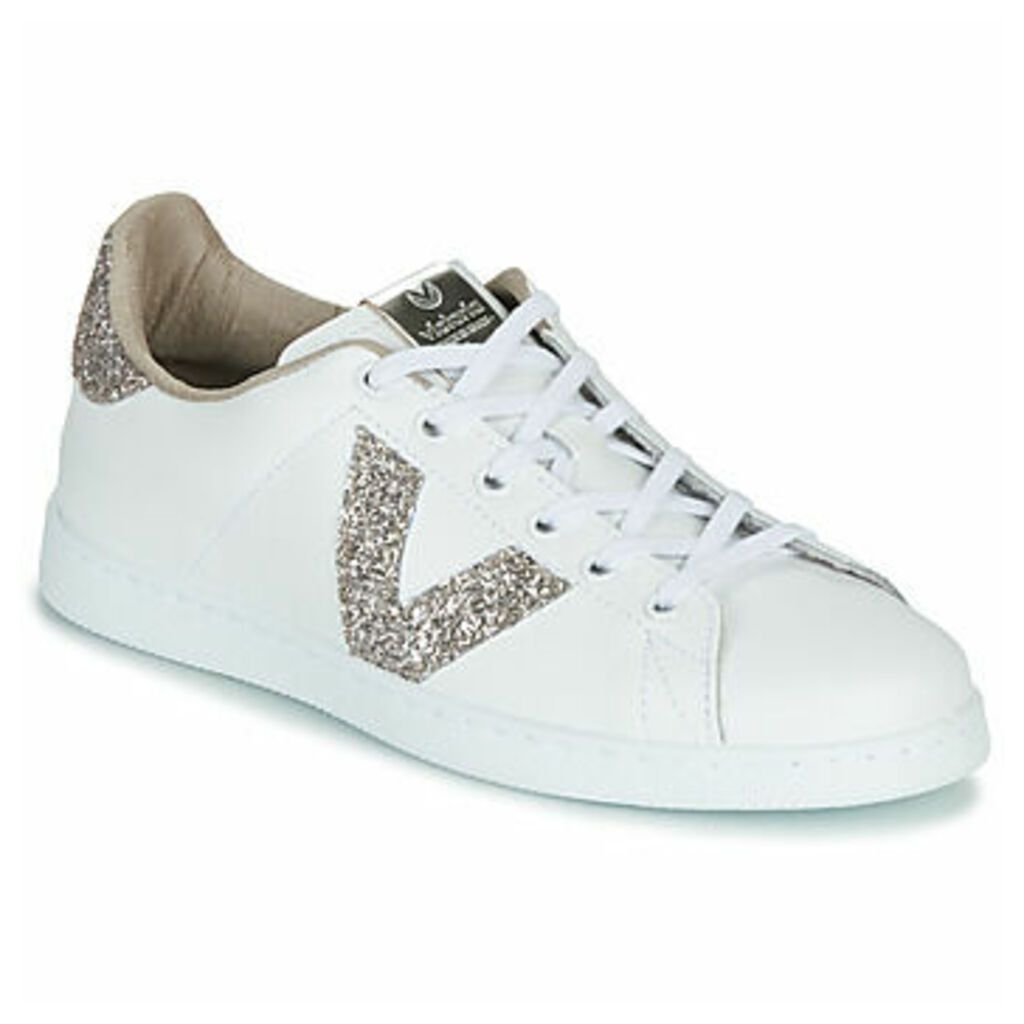 TENIS PIEL GLITTER  women's Shoes (Trainers) in White