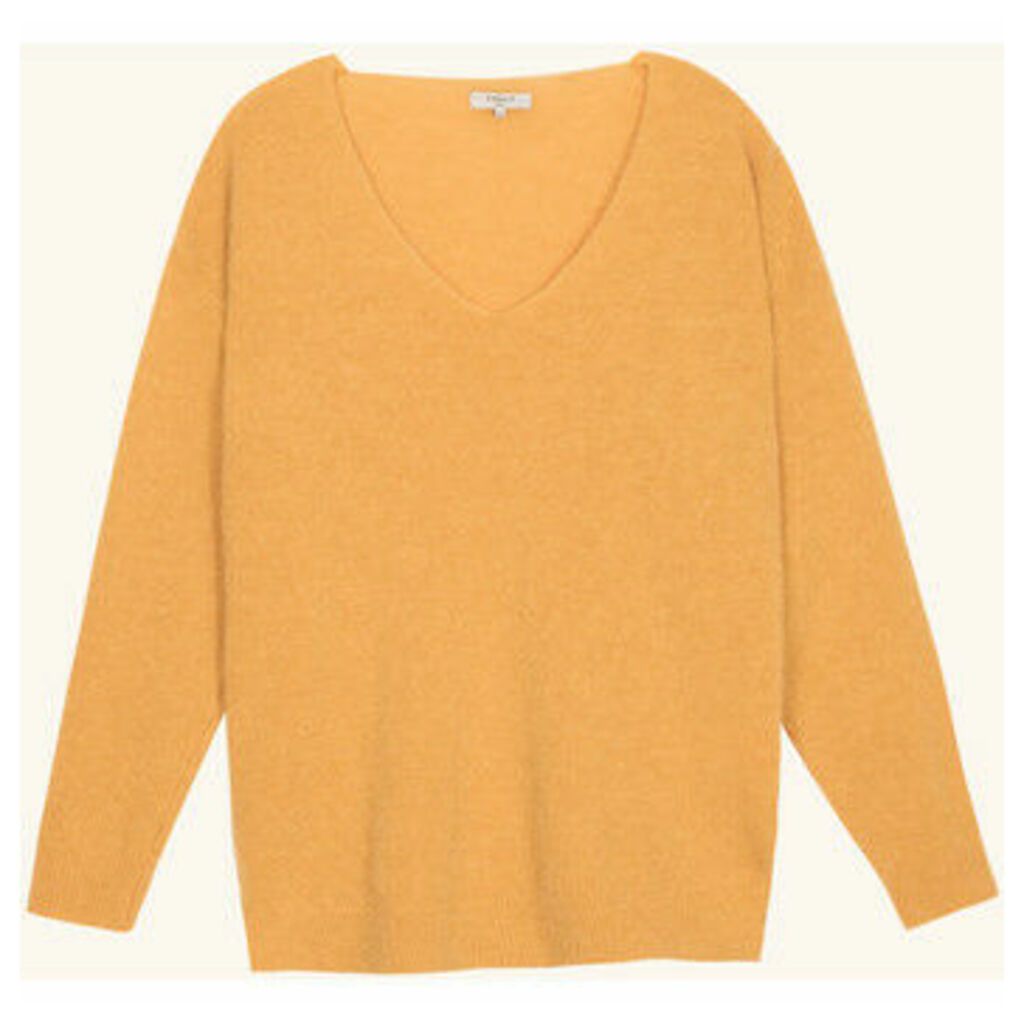 Frnch  V-neck long-sleeved knit sweater NAGETE  women's Sweater in Yellow