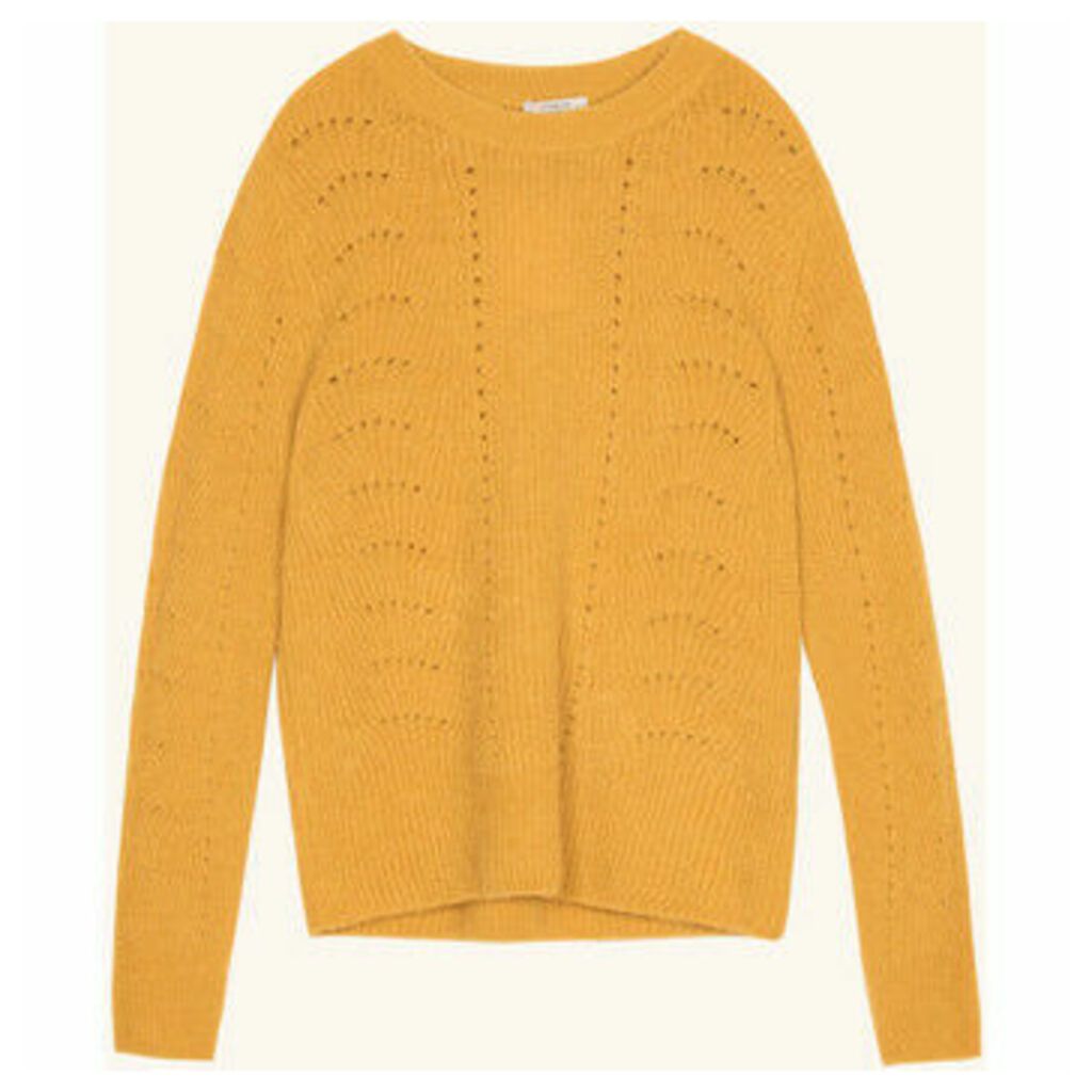Frnch  Long-sleeved crew neck sweater in NORTH knit  women's Sweater in Yellow