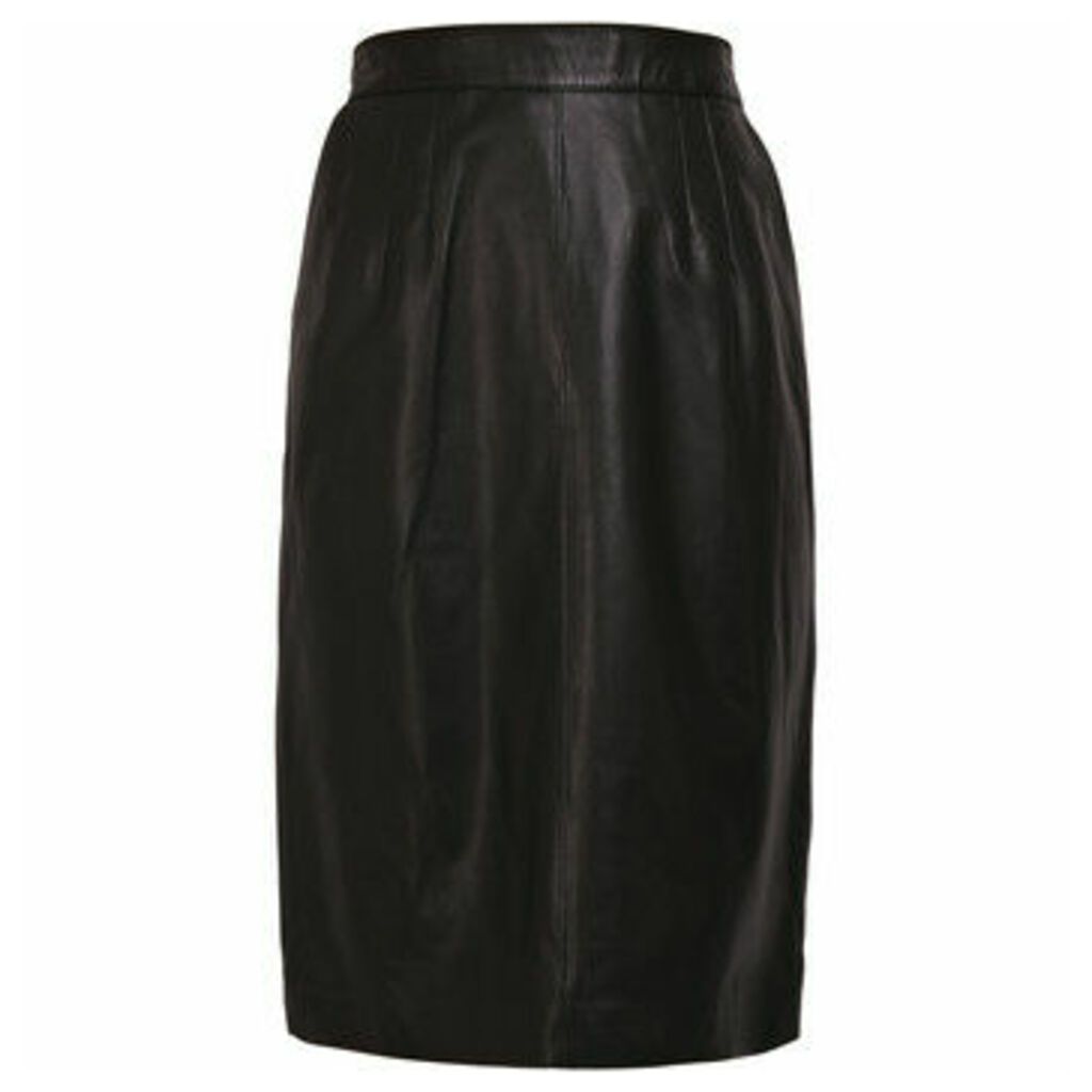 leather  women's Skirt in Black