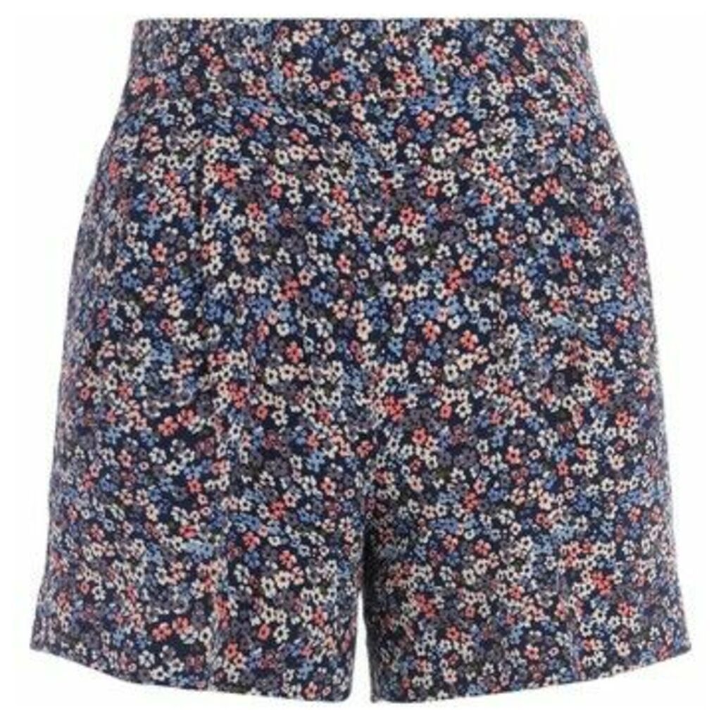 blue trousers in fabric with floral print  women's Shorts in Blue