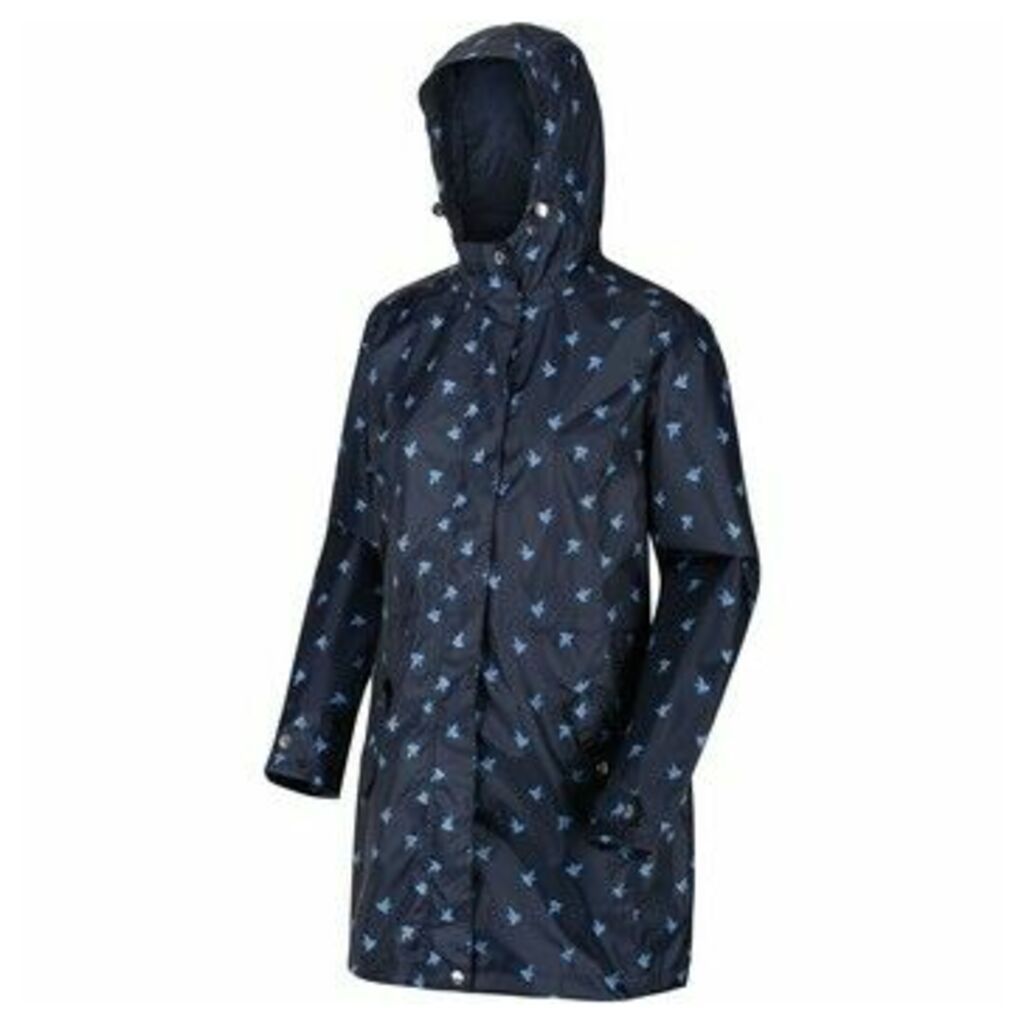 Tanisha Lightweight Printed Waterproof Jacket Blue  women's Coat in Blue