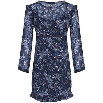 Bohemian floral crepe dress  women's Dress in Blue