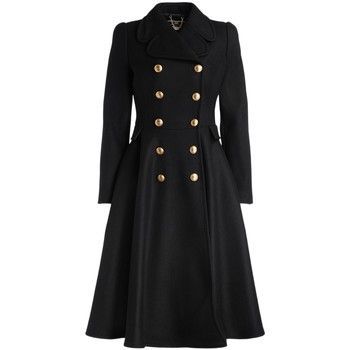 black double-breasted coat with full  women's Coat in Black
