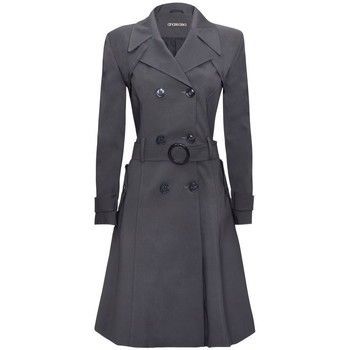 Mid Grey Womens Spring Belted Trench Coat  women's Trench Coat in Grey