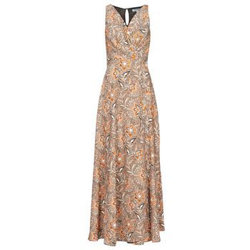 ROLOR  women's Long Dress in Beige. Sizes available:UK 8,UK 16