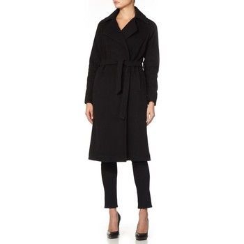 Black Women`s Winter Wool Cashmere Wrap Coat  in Black