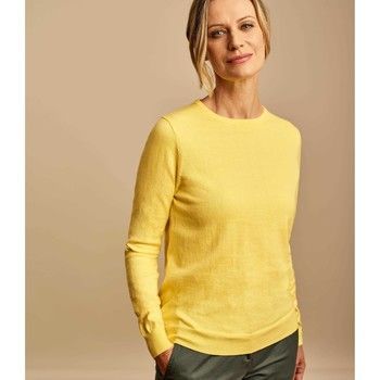 Cashmere and Cotton Crew Neck Jumper  women's Sweater in Yellow
