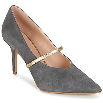 V-CUT-MID-COURT-WITH-STRAP-GREY  women's Court Shoes in Grey