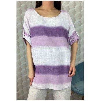 156485V-LILAC  women's Blouse in Purple. Sizes available:Unique