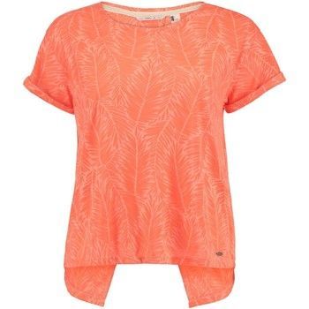 Fluoro Peach Crop Split Back Womens Top  women's T shirt in Orange. Sizes available:UK L