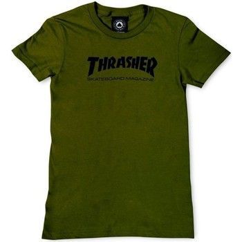 Olive Skate Mag Logo Womens T-Shirt  women's T shirt in Green. Sizes available:UK L