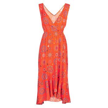 SANTORINI  women's Long Dress in Red. Sizes available:S,M