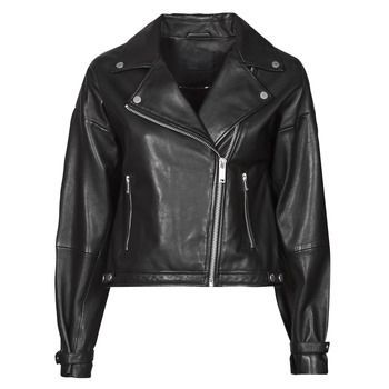 BU48055  women's Leather jacket in Black