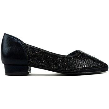 All Shine Diamante Open Side Flat Shoes  in Black