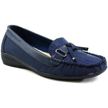 Helen Bow Slip On Low Wedge Comfort Shoe  in Blue