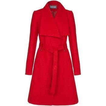 Anastasia Womens Red Large Collar Belted Wrap Winter Coat  women's Coat in Red