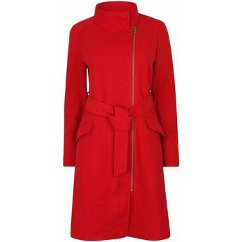 Womens Red Zip Belted Winter Coat  women's Parka in Red
