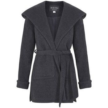 Winter Wool Cashmere Wrap Hooded Coat  women's Coat in Grey