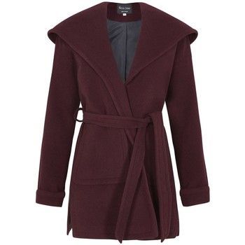 Winter Wool Cashmere Wrap Hooded Coat  women's Coat in Red