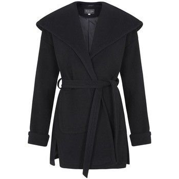 Winter Wool Cashmere Wrap Hooded Coat  women's Coat in Black